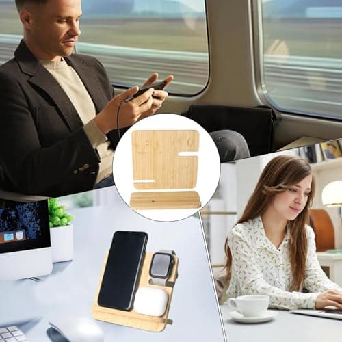 Wooden Wireless Charging Station Travel Phone Charger Stand — view 3