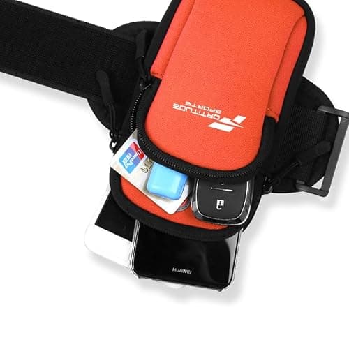 Fortitude Sports Arm Phone Holder | Waterproof Phone Pouch For Jogging, Cycling, Gym | Running Armband For iPhone, Samsung Galaxy, Huawei (Orange) — view 2