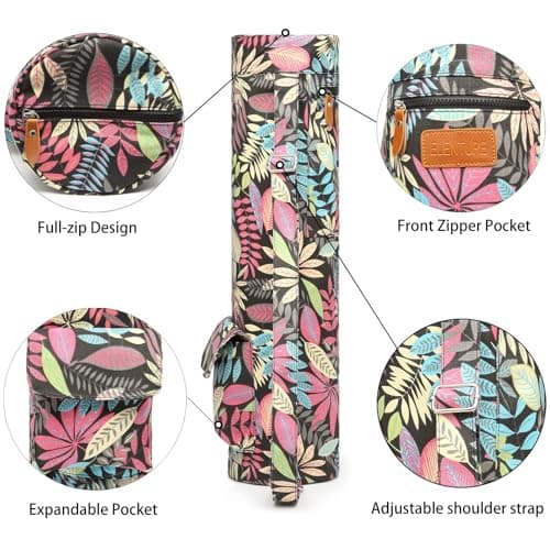 ELENTURE Canvas Yoga Mat Bag with Adjustable Strap & Pockets, Full-Zip Travel Gym Tote for Women & Men, Fits 1/4" & 1/3" Thick Mats, Lightweight Carrier for Yoga, Workout, Outdoor Use — view 5