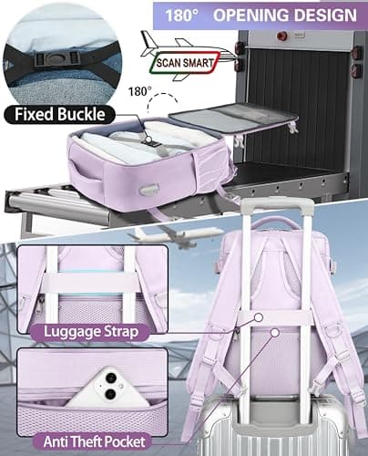 KLOSTAIN Ryanair Cabin Bags 40x30x20 Underseat 24L Laptop Carry On Backpack Fits easyJet Eurowings Wizz Air Light Purple — view 3