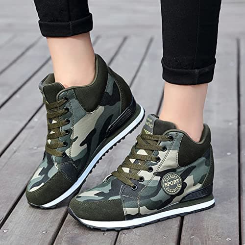 2026 Trainers Women's Shoes Leisure Women's Camouflage Travel Soft Sole Comfortable Lace-up Shoes Outdoor Shoes Running Fashion Sports, Army Green, 8 UK — view 3