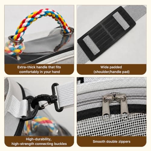 Wolliran Foldable Pet Carrier, Soft-Sided Cat & Dog Travel Bag, Grey — view 6