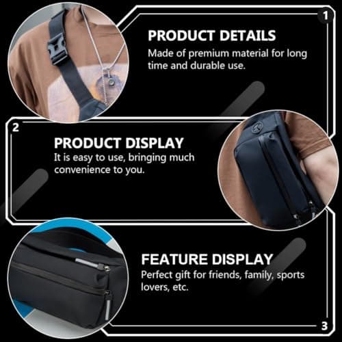 DEEPCRAFF Anti-Lost Waist Pack Adjustable Men Waist Bag Waterproof Polyester Oxford Cloth Black for Sports Travel Cell Phone Protection — view 5