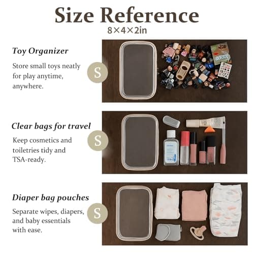 WELPIRT Clear Zipper Pouches,Hard Shell Zipper Case, Toiletry Bag for Travel, CLear Diaper Bag, Toiletry Pouch, Travel Organizer, Cosmetic Bag,Toy Storage Bins, Gray, M+3S, Gray — view 5