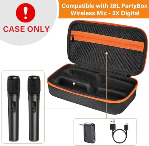 Wireless Microphone Case Compatible with JBL PartyBox Wireless Mic - 2X Digital Wireless Microphones,Protable Mic Travel Bag Storage Box for Receivers, Adapters, AA Batteries,Charger (Box Only) — view 2