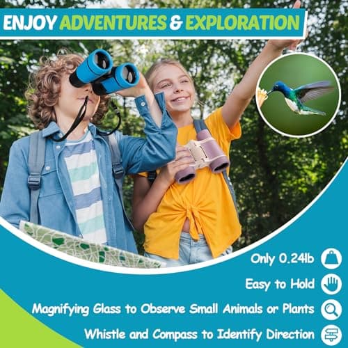 Binoculars for Kids, Kids Binoculars toys for 3 4 5 6 7 8 Years Boys and Girls, Set with Magnifying Glass & Compass - Birthday Gifts Outdoor Toy for Kid Ages 3-8 Toddler Camping — view 4
