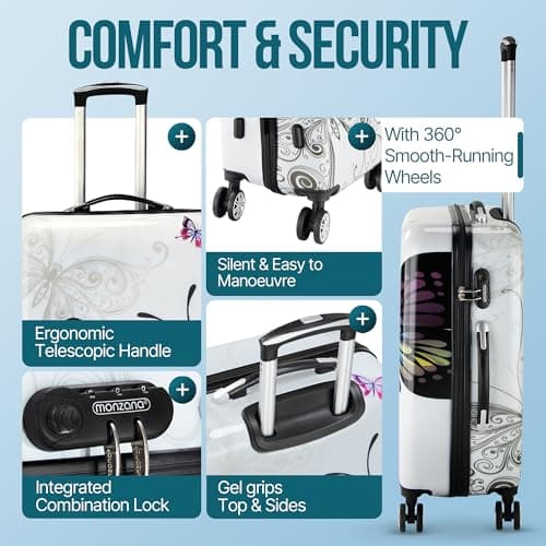Monzana® Large Hard Shell Suitcase 4 Wheels Hardshell 27" 27 inch Butterfly — view 5