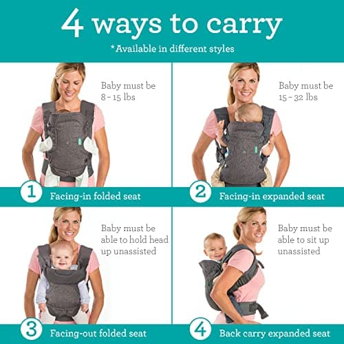 Infantino Flip Advanced 4-in-1 Baby Carrier - Ergonomic, Convertible, Face-in and Face-Out Front and Back Baby Carrier for Newborn to Toddler 3,6-14,5kg, Rainbow — view 2