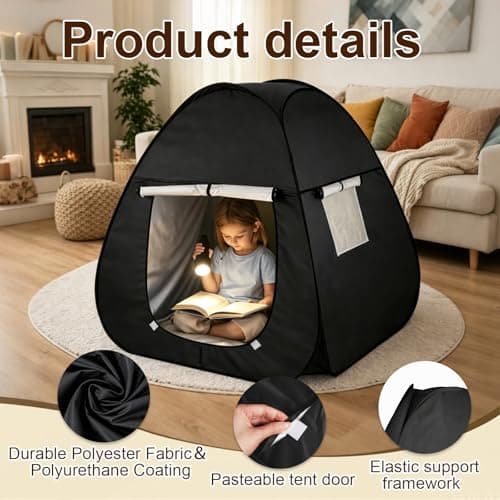 Sensory Tent - Foldable Blackout Pop Up Play Tent for Kids, Indoor Play & Relaxation Space for Reading, Supports Focus & Calm, with Storage Bag — view 3