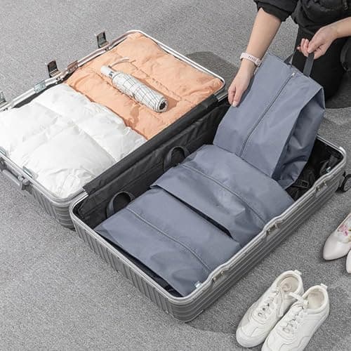 CJWLKJ 6Pcs Multi-Size Travel Shoe Bags Portable Travel Gifts Shoe Organizer with Zipper Closure, Waterproof Nylon Shoe Storage Organizer with Handle Travel Bags for Men and Women, Grey — view 4