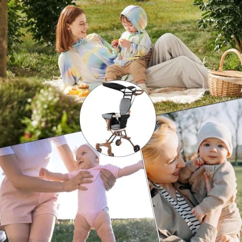 Portable Travel Stroller - Lightweight, Foldable Design with Bi-Directional Seat | Compact Aluminium Stroller for Airplane Storage and Outdoor Adventures — view 4