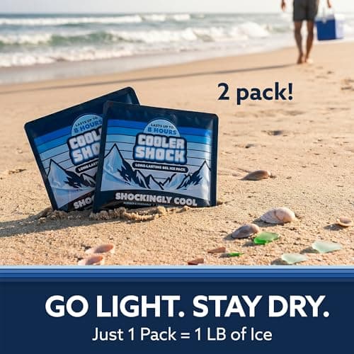 Cooler Shock Reusable Prefilled Ice Packs for Coolers & Lunch Boxes - Long Lasting Cold Freezer Packs for Lunchbox, Non-Toxic Gel Ice Pack for Camping, Lunch Bags, Road Trips, 2 Pack (6.5"x7.5") — view 5