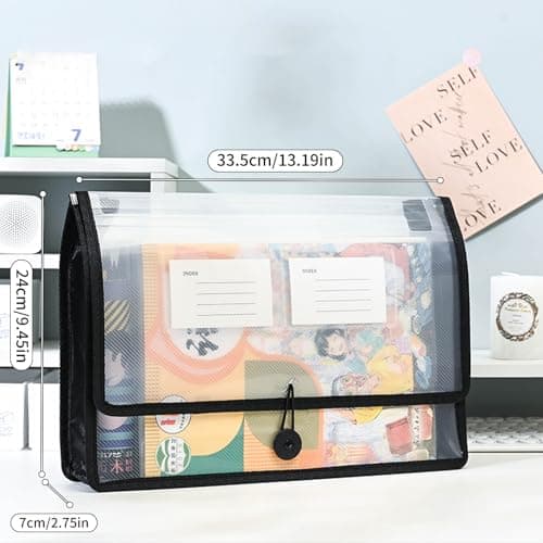 HRLORK 3 Pack File Folder A4 Document Folder Expanding File Organiser with Elastic Closure Portable Plastic Document Pockets for School Office Home- Black — view 2