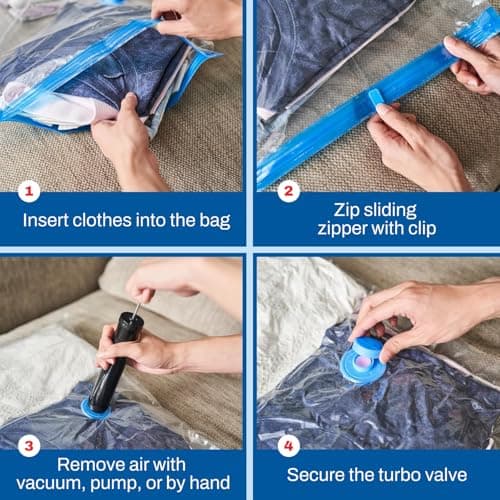 Spacesaver Vacuum Storage Bags for Clothes with Hand Pump, Jumbo, 4 Pack — view 2