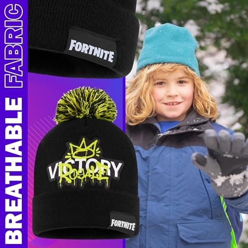 Fortnite Beanie Hat for Boys & Teens, Warm Knitted Winter Hat, Winter Accessories for School Travel Days Out, Gifts for Gamers (6-14 Years, Black/Yellow) — view 5