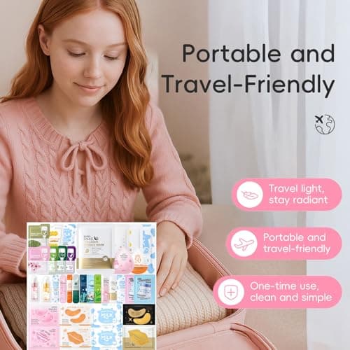 35PCS Pamper Gifts for Women, Face Masks Pamper Kit, Girls Gifts for Travel Skincare Set with Cleanser,Mud Mask,Sleeping Face Mask, Serum,Hand Cream,Lip Mask,Eye Patch-Gifts for Teenage Girls — view 5