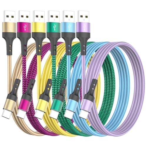USB C Charger Cable, 6Pack USB Type C Fast Charging Cable Nylon Braided, Multi-Length 3.1A Data Sync Lead Compatible with Samsung Galaxy S21,Google Pixel,Note 10 9,iPhone 17 16 15 series,LG G8 G7