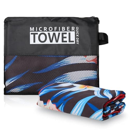 TMEOG Microfibre Beach Towels 180x80cm Extra Large Sand Free Beach Towel for Adults Compact Thin Travel Towel Women Men Lightweight Swim Pool Yoga Towel with Bag(Tropical Flowers) — view 2