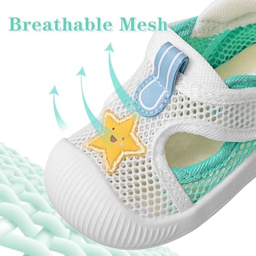 MASOCIO Baby Shoes Sandals Toddler Boys Girls First Walking Pre Walkers Summer Soft Sole Trainers 9 Infant 6-12 Months Size 2.5 UK Child White — view 4
