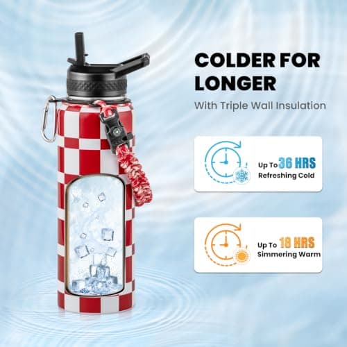 RAYMYLO 1.2L Insulated Water Bottle, Triple Wall Vacuum Stainless Steel — view 3