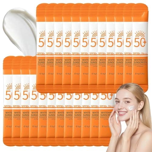 24 PCS Mini Sun Cream SPF 50+ for Women, Travel Size Sunscreen, Mini Sunscreen for Face & Body, Waterproof, Non-Greasy, Light High UV Protection