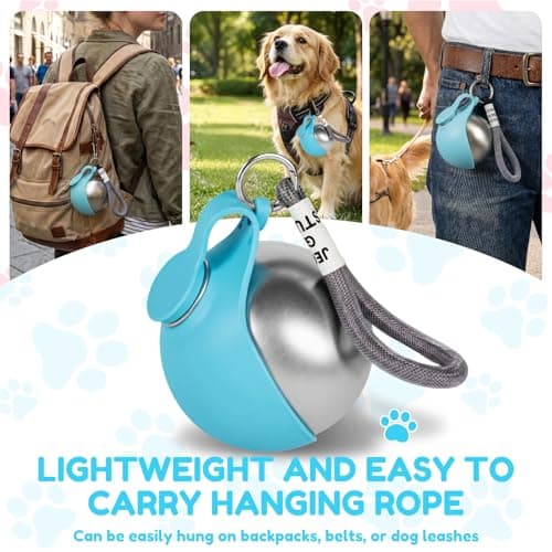 2 in 1 Portable Tumbler for Dogs, 285ml Stainless Steel Dog Water Bottle with Silicone Foldable Bowl and Attached Lanyard, Leak-Proof Pet Drink Dispenser for Walking, Park Visits, Hiking and Road Trip — view 4