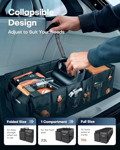 HOTOR Car Boot Oganiser - Auto Trunk Organizer Collapsible 3 Compartments — view 5