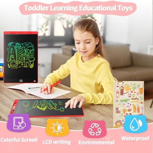 Genialba 12 inch LCD Writing Tablet - Colorful Screen Drawing Board for 2-6 Year Old Boys & Girls - Educational Toys for Birthday & Christmas (Red) — view 3