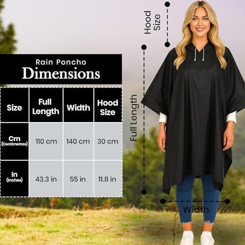 2 Pack Adult Raincoats - Waterproof Rain Coats for Men or Ladies - Reusable Poncho Festival Accessories - Black — view 2