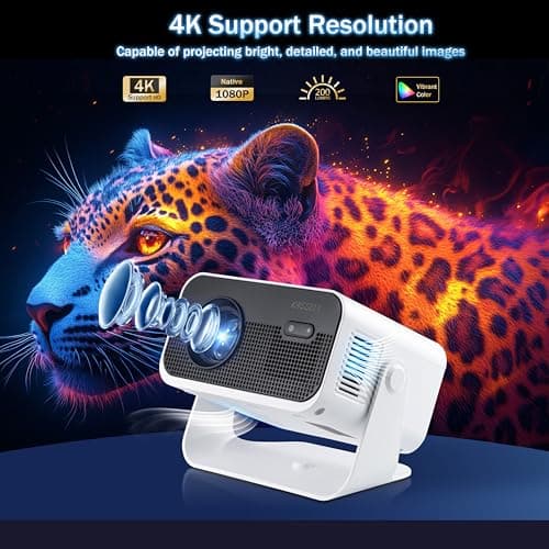 Portable Mini Projector, 720P Native HD with WiFi 6 & Bluetooth 5.2, 4K — view 2