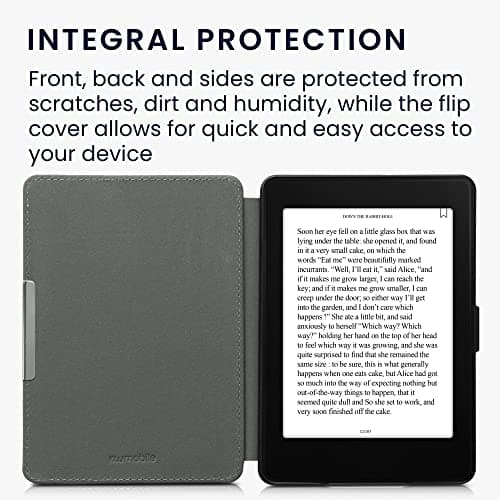kwmobile Case Compatible with Amazon Kindle Paperwhite - Nylon Protective e-Reader Cover Folio Book Style Case - Petrol — view 4