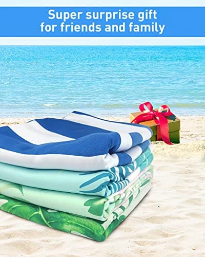 Victoper Microfiber Beach Towel d Rapid Drying Sand Free Soft Compact Lightweight Qualities Beach Towels for Adults Ideal for Swimming Beach Yoga Camping Gym Carry Bag Blue Stripes 79x35 Inch — view 6