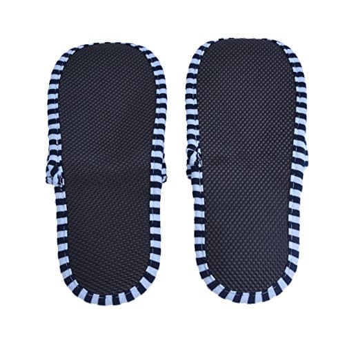 Keenso Foldable Reusable Indoor Soft Cotton Anti-slip Slippers Travel Portable Bath Slipper Anti-Slip for Home Hotel (Man-Blue Stripes) Other mountaineering and camping supplies — view 5