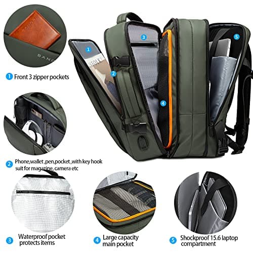 BANGE Travel Backpack,Flight Approved Carry On Backpack for International Travel Bag, Water Resistant Durable 17-inch Laptop Backpacks,Large Daypack Business Weekender Luggage for Men Women — view 2