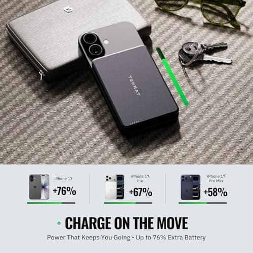 TEKRAT Slim Magnetic Power Bank for MagSafe, 5000mAh Aluminium, 20W PD — view 6