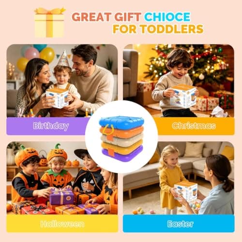 Felly Montessori Busy Board for Toddler 1+ Years, 9 in 1 Baby Sensory Activity Cube, Travel Toys for Airplane and Car, Fine Motor Skill, Birthday for Boys Girls Baby Shower — view 5
