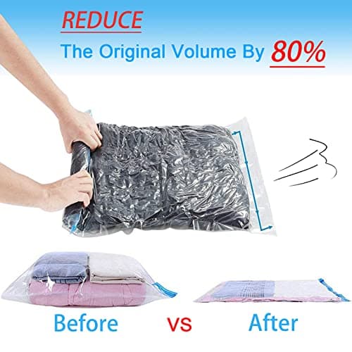 KEYRI 6 PCS Travel Roll Up Storage Bags - Vacuum Compression Bags for Suitcases, Bedding - No Pump Needed - 60 x 40 cm (6 Pieces) — view 3