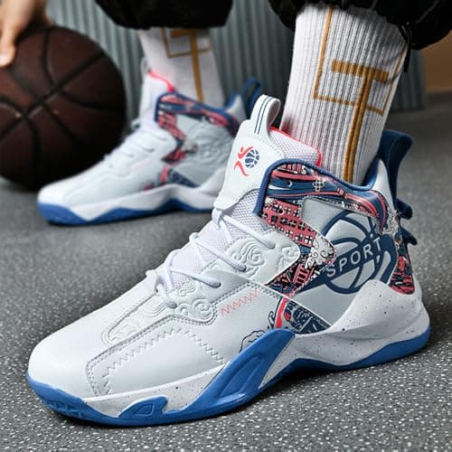 Hixingo Men's Basketball Trainers Shoes, Outdoor Trainers Sneaker Shoes Student Basketball Shoes, High Top Excellent Bouncing Training Running Shoes, Lightweight Sports Anti Slip Sport Shoes2.5-10 UK — view 5