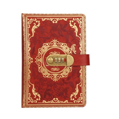 FEIHS 1 Piece Leather Password Notebook,for work memos and study notes