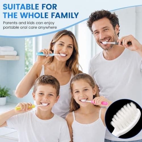 4Pcs Travel Toothbrush, Foldable Soft Bristle Toothbrushes with Travel Case, Portable Mini Toothbrush Set for Adults Kids, Camping Hiking Hotel Home Oral Care (Blue, Pink, Black, Yellow) — view 5