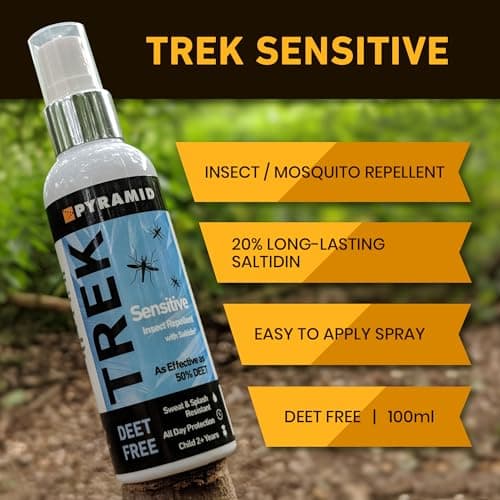 Pyramid Trek Insect Repellent Spray for Sensitive Skin - 100ml DEET Free Mosquito Repellent with Saltidin - Non-Greasy, Sweat & Splash Resistant - Up to 12hrs Protection & Suitable for Kids 2+ Years — view 3