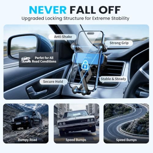AIYEEN Little One Pro Car Phone Holder for Vent, Mini One-Hand Car Mount with Eagle Clip, Zero Noise Phone Cradle for Car, 360° Rotation Compatible with iPhone Samsung Android 4.7-6.7" (Blue) — view 4