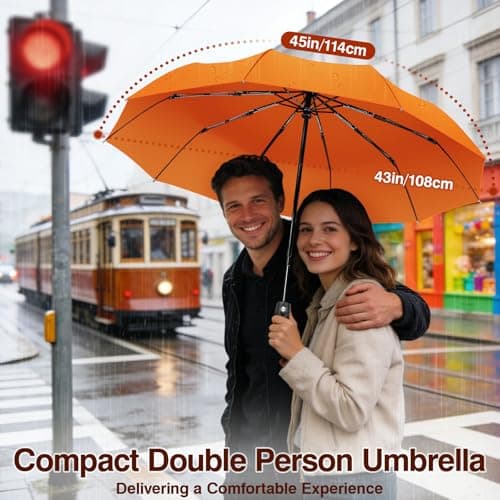 ZOMAKE Compact Umbrella Windproof,Travel Small Umbrella (46in-Orange) — view 2