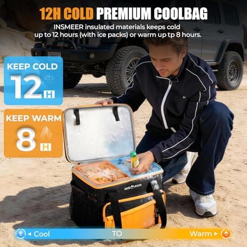 INSMEER Large Cool Bag 55 Cans 40L Foldable with Hard Top&Cup Holders — view 4