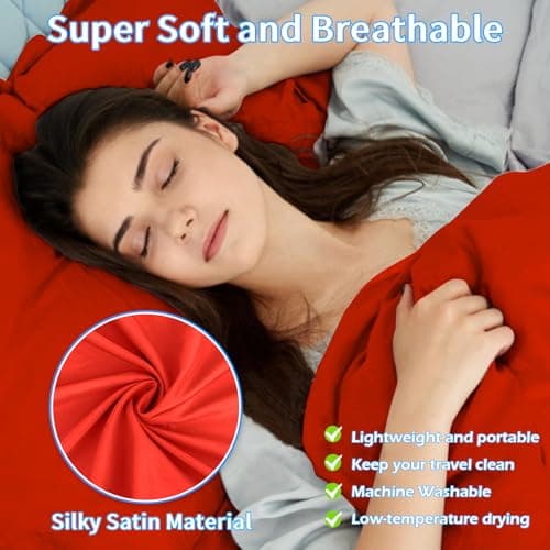 Sleeping Bag Liners-Ultralight Travel Sheets Portable Sleeping Bag Liner for Adults 90x220cm,Camping Hut Sleeping Bag, Ideals for Backpacking Travel Business Trip — view 2