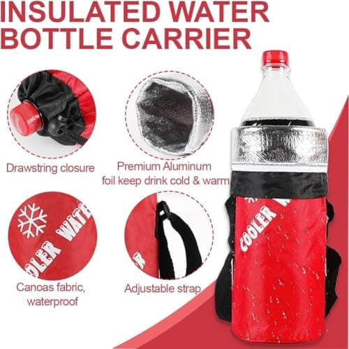 Insulated Bottle Carrier for Water Bottles and, Crossbody Cooler Bag with Shoulder Strap, Portable Thermal Sleeve for Hiking Picnic Travel, Red Black Blue(New light blue) — view 5
