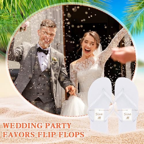 KisSealed 24 Pairs Flip Flops Bulk for Wedding Party Guest Sandals, White, Pink, Gold, 8.5 Wide Women/5.5 Narrow Men — view 2