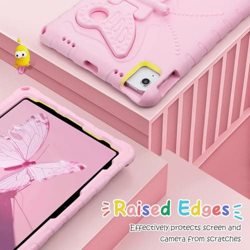 Aolcev Case for iPad (A16) 11th Generation 11 Inch 2025/iPad 10th Generation 10.9'' 2022 Kids Girl with Butterfly Wing Stand Shoulder Strap EVA Protective for iPad Pro 11 Inch 2024/ Air 6th Gen-Pink — view 5