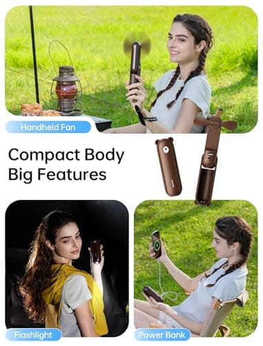 JISULIFE Handheld Fan 8 Plus: 40H Cooling & 4500mAh PowerBank & Flashlight — view 2