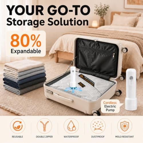 Travel Vacuum Bags with Pump, 12 Pack Fast Compression Packing Seal Bags — view 2